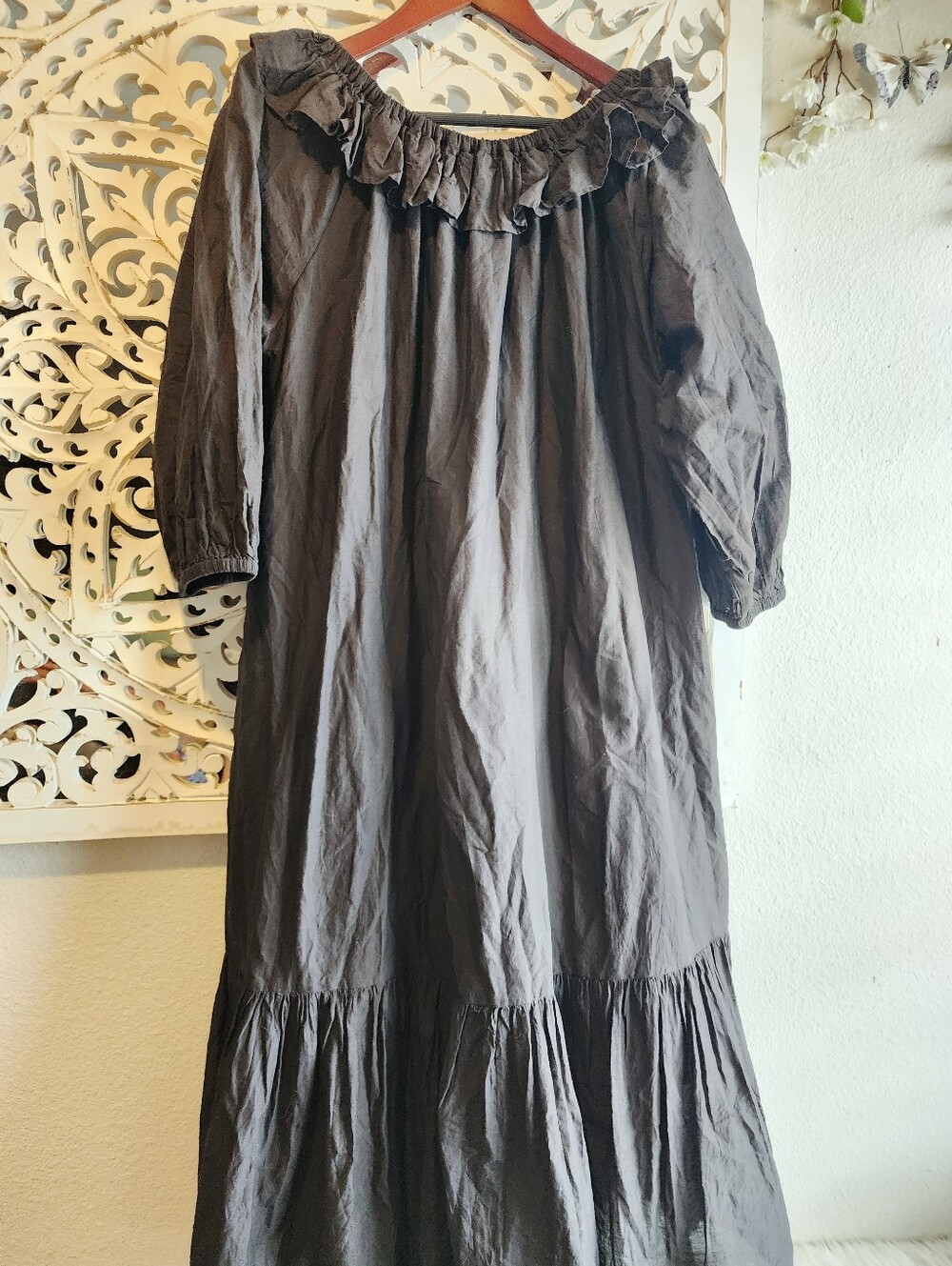 AUDREY AND JOHN WAD FRILL NECK LONG SLEEVES DRESS OVERSIZE ONE SIZE FITS ALL - Picture 5 of 15